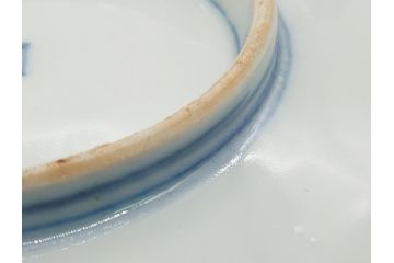 幕末〜明治期　伊万里焼　金襴手　色絵　染付　花桃文　5.4寸皿　約16.5cm　煌びやかで豪華な絵付けの深皿3枚セット(五寸四分、和皿、中皿、和食器)(R-062117)