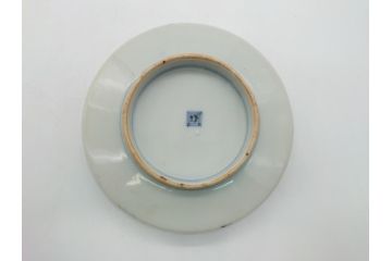 幕末〜明治期　伊万里焼　金襴手　色絵　染付　花桃文　5.4寸皿　約16.5cm　煌びやかで豪華な絵付けの深皿2枚セット(五寸四分、和皿、中皿、和食器)(R-062118)