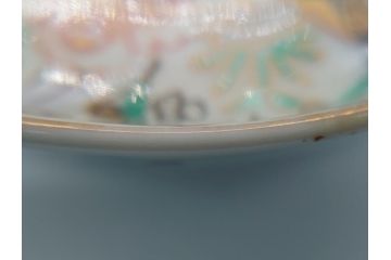 幕末〜明治期　伊万里焼　金襴手　色絵　染付　花桃文　5.4寸皿　約16.5cm　煌びやかで豪華な絵付けの深皿2枚セット(五寸四分、和皿、中皿、和食器)(R-062118)