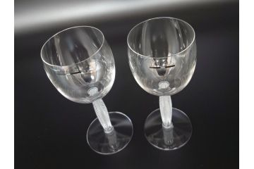 フランス　LALIQUE(ラリック)　卓越した上品さをまとうワイングラス2客セット(クリスタル)(R-062121)