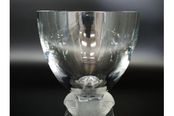 フランス　LALIQUE(ラリック)　梟　物静かに佇むフクロウが印象的なフラワーベース(クリスタル、花瓶、花器、ボウル、鉢、小物入れ、ふくろう)(R-062126)