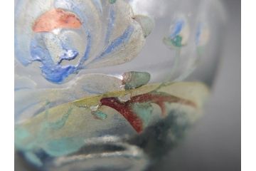 大正期　レトロ　エナメル絵付け　エナメル彩　花文　温かみのある可愛らしい絵付けが魅力のグラス6客と猪口1客のセット(タンブラー、リキュール、グラス、7点、グラスペインティング、ガラス)(R-062127)