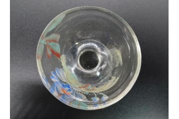 大正期　レトロ　エナメル絵付け　エナメル彩　花文　温かみのある可愛らしい絵付けが魅力のグラス6客と猪口1客のセット(タンブラー、リキュール、グラス、7点、グラスペインティング、ガラス)(R-062127)
