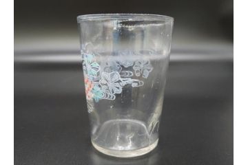 大正期　レトロ　エナメル絵付け　エナメル彩　花文　温かみのある可愛らしい絵付けが魅力のグラス6客セット(大1客、小5客)(タンブラー、グラス、グラスペインティング、ガラス)(R-062128)