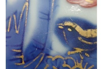 明治期　伊万里　色絵　染付　金彩　梅鳥文　3.7寸皿　約11cm　食卓を鮮やかに演出する小皿5枚セット(三寸七分、和食器、和皿)(R-062138)