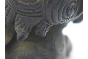 古玩　古銅　香炉　意匠を凝らした彫刻が見事な獅子2体(大、小)(置物、ディスプレイ、仏具、中国?)(R-062139)
