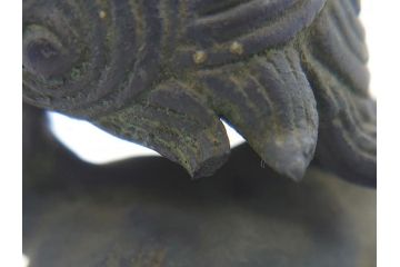 古玩　古銅　香炉　意匠を凝らした彫刻が見事な獅子2体(大、小)(置物、ディスプレイ、仏具、中国?)(R-062139)