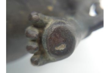 古玩　古銅　香炉　意匠を凝らした彫刻が見事な獅子2体(大、小)(置物、ディスプレイ、仏具、中国?)(R-062139)