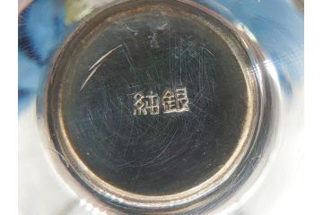 純銀　彫金　銀林　銀盃　一つ一つ丁寧な花の彫金が施されたリキュールグラス5客セット(酒器、脚付コップ)(R-062140)