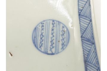古伊万里　染付　丸紋　隅切り　5.3寸　約16cm　食卓を爽やかに彩る正角皿3客セット(葵、団花紋、五寸三分、変形皿、中皿、和皿、和食器)(R-062141)