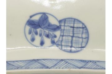 古伊万里　染付　丸紋　隅切り　5.3寸　約16cm　食卓を爽やかに彩る正角皿3客セット(葵、団花紋、五寸三分、変形皿、中皿、和皿、和食器)(R-062141)