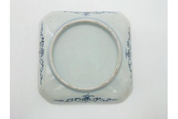 古伊万里　染付　丸紋　隅切り　5.3寸　約16cm　食卓を爽やかに彩る正角皿3客セット(葵、団花紋、五寸三分、変形皿、中皿、和皿、和食器)(R-062141)