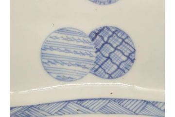 古伊万里　染付　丸紋　隅切り　5.3寸　約16cm　食卓を爽やかに彩る正角皿3客セット(葵、団花紋、五寸三分、変形皿、中皿、和皿、和食器)(R-062142)