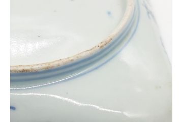 古伊万里　染付　丸紋　隅切り　5.3寸　約16cm　食卓を爽やかに彩る正角皿3客セット(葵、団花紋、五寸三分、変形皿、中皿、和皿、和食器)(R-062142)
