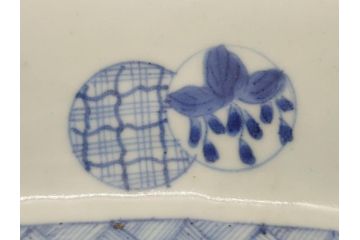 古伊万里　染付　丸紋　隅切り　5.3寸　約16cm　食卓を爽やかに彩る正角皿3客セット(葵、団花紋、五寸三分、変形皿、中皿、和皿、和食器)(R-062144)