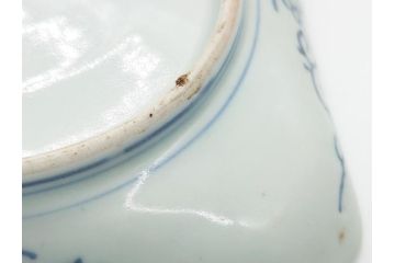 古伊万里　染付　丸紋　隅切り　5.3寸　約16cm　食卓を爽やかに彩る正角皿3客セット(葵、団花紋、五寸三分、変形皿、中皿、和皿、和食器)(R-062144)