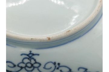 古伊万里　染付　丸紋　隅切り　5.3寸　約16cm　食卓を爽やかに彩る正角皿3客セット(葵、団花紋、五寸三分、変形皿、中皿、和皿、和食器)(R-062144)
