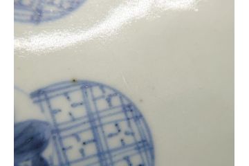 古伊万里　染付　丸紋　隅切り　5.3寸　約16cm　食卓を爽やかに彩る正角皿3客セット(葵、団花紋、五寸三分、変形皿、中皿、和皿、和食器)(R-062145)