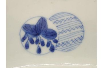古伊万里　染付　丸紋　隅切り　5.3寸　約16cm　食卓を爽やかに彩る正角皿3客セット(葵、団花紋、五寸三分、変形皿、中皿、和皿、和食器)(R-062146)