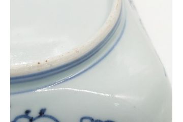 古伊万里　染付　丸紋　隅切り　5.3寸　約16cm　食卓を爽やかに彩る正角皿3客セット(葵、団花紋、五寸三分、変形皿、中皿、和皿、和食器)(R-062146)