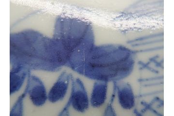 古伊万里　染付　丸紋　隅切り　5.3寸　約16cm　食卓を爽やかに彩る正角皿3客セット(葵、団花紋、五寸三分、変形皿、中皿、和皿、和食器)(R-062146)