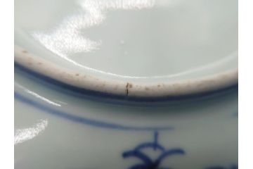 古伊万里　染付　丸紋　隅切り　5.3寸　約16cm　食卓を爽やかに彩る正角皿3客セット(葵、団花紋、五寸三分、変形皿、中皿、和皿、和食器)(R-062146)