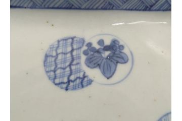 古伊万里　染付　丸紋　隅切り　5.3寸　約16cm　食卓を爽やかに彩る正角皿3客セット(葵、団花紋、五寸三分、変形皿、中皿、和皿、和食器)(R-062147)