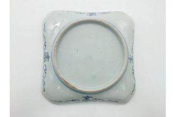 古伊万里　染付　丸紋　隅切り　5.3寸　約16cm　食卓を爽やかに彩る正角皿3客セット(葵、団花紋、五寸三分、変形皿、中皿、和皿、和食器)(R-062147)