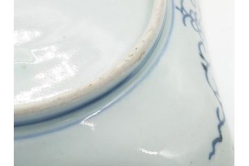 古伊万里　染付　丸紋　隅切り　5.3寸　約16cm　食卓を爽やかに彩る正角皿3客セット(葵、団花紋、五寸三分、変形皿、中皿、和皿、和食器)(R-062147)