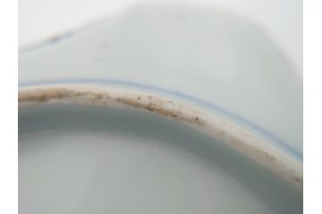 古伊万里　染付　丸紋　隅切り　5.3寸　約16cm　食卓を爽やかに彩る正角皿3客セット(葵、団花紋、五寸三分、変形皿、中皿、和皿、和食器)(R-062147)