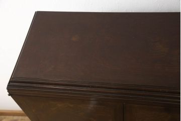 和製アンティーク　昭和中期　大正ロマン　ナラ材　たっぷり収納が嬉しい!!趣ある色合いがレトロな雰囲気を高める洋風レコードケース(レコードキャビネット、収納棚、戸棚)(R-062156)