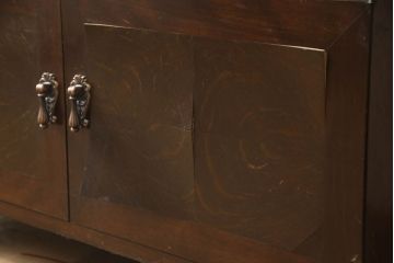 和製アンティーク　昭和中期　大正ロマン　ナラ材　たっぷり収納が嬉しい!!趣ある色合いがレトロな雰囲気を高める洋風レコードケース(レコードキャビネット、収納棚、戸棚)(R-062156)