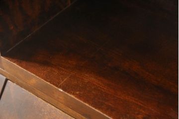 和製ビンテージ　北海道民芸家具　絶版品　収納に便利な本棚付き!!シックなライティングビューロー(簿記机、引き出し、ブックシェルフ、本棚、飾り棚、収納棚、ワークデスク、在宅ワーク、在宅用、ヴィンテージ) (R-062162)