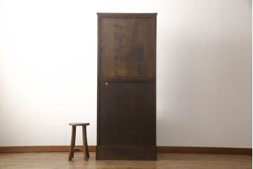 和製ビンテージ　北海道民芸家具　絶版品　収納に便利な本棚付き!!シックなライティングビューロー(簿記机、引き出し、ブックシェルフ、本棚、飾り棚、収納棚、ワークデスク、在宅ワーク、在宅用、ヴィンテージ) (R-062162)