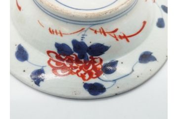 江戸期　色絵　染付　花文　5寸　15　食卓を華やかに彩る深皿2客セット(五寸、リム皿、中皿、和食器、和皿)(R-062165)