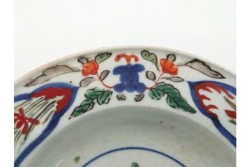 江戸期　色絵　染付　花文　5寸　15　食卓を華やかに彩る深皿2客セット(五寸、リム皿、中皿、和食器、和皿)(R-062166)