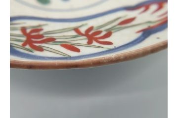 江戸期　色絵　染付　花文　5寸　15　食卓を華やかに彩る深皿2客セット(五寸、リム皿、中皿、和食器、和皿)(R-062166)