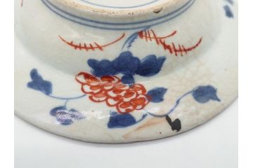 江戸期　色絵　染付　花文　5寸　15　食卓を華やかに彩る深皿2客セット(五寸、リム皿、中皿、和食器、和皿)(R-062166)