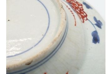 江戸期　色絵　染付　花文　5寸　15　食卓を華やかに彩る深皿2客セット(五寸、リム皿、中皿、和食器、和皿)(R-062166)