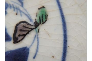 江戸期　色絵　染付　花文　5寸　15　食卓を華やかに彩る深皿2客セット(五寸、リム皿、中皿、和食器、和皿)(R-062166)