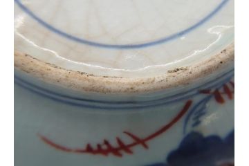 江戸期　色絵　染付　花文　5寸　15　食卓を華やかに彩る深皿2客セット(五寸、リム皿、中皿、和食器、和皿)(R-062166)