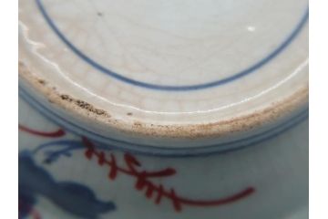 江戸期　色絵　染付　花文　5寸　15　食卓を華やかに彩る深皿2客セット(五寸、リム皿、中皿、和食器、和皿)(R-062166)