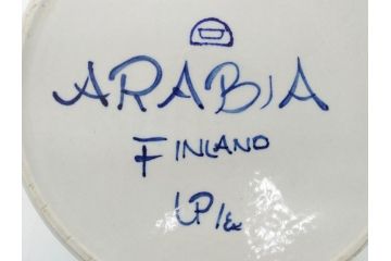ARABIA FINLAND　アネモネ　Ulla Procope(ウラ・プロコッペ)　約23cm　青のアネモネが大胆に描かれた存在感のあるボウル(アラビア、フィンランド、Anemone、Sモデル、北欧食器)(R-062167)
