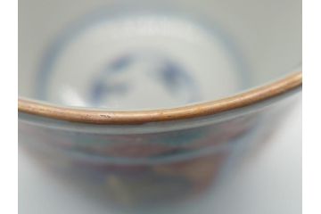 明治期　上手物　伊万里　色絵　お茶の時間を華やかに演出する湯呑み2客セット(大・小)(和食器、茶器、茶道具)(R-062169)