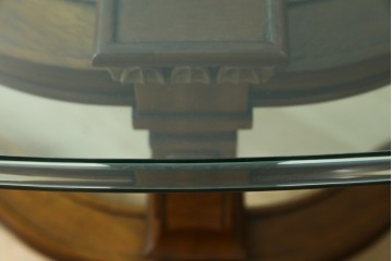 中古　DREXEL HERITAGE(ドレクセルヘリテイジ)　FRANCESCA(フランチェスカ)シリーズ　エレガントなデザインの脚が魅力的なガラス天板のカクテルテーブル　定価約48万円　(R-062173)