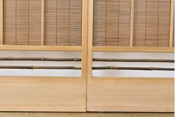ビンテージ建具　1980年　松竹梅　上品な和の雰囲気を高める御簾戸4枚セット(戸、簀戸、葭戸、夏障子、夏戸、葦戸、引き戸)(R-062174)