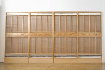 ビンテージ建具　1980年　松竹梅　上品な和の雰囲気を高める御簾戸4枚セット(戸、簀戸、葭戸、夏障子、夏戸、葦戸、引き戸)(R-062174)