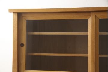 中古　美品　国産家具　和室・洋室どちらにも合う!!和モダンデザインの水屋箪笥(食器棚、収納棚、重ね戸棚、飾り棚、キャビネット)(R-062176)