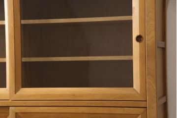 中古　美品　国産家具　和室・洋室どちらにも合う!!和モダンデザインの水屋箪笥(食器棚、収納棚、重ね戸棚、飾り棚、キャビネット)(R-062176)