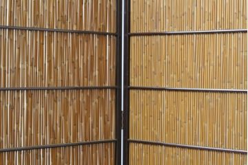 中古　民芸家具　ヨシ　和の風情を醸し出す衝立て(パーテーション、つい立て、衝い立て、仕切り)(R-062177)